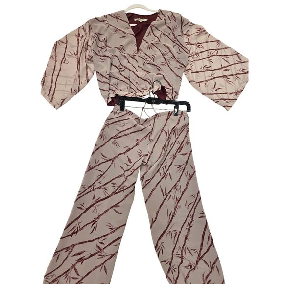Ramona LaRue By Arianne XS Bamboo Print Kimono Sleeve Set Flowy Wide Leg - Picture 5 of 8